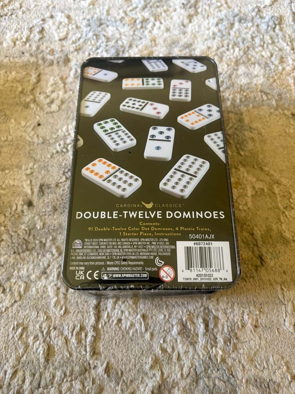Spin Master Games Double Fifteen Dominoes Set with Storage Tin, Ages 8 and Up -